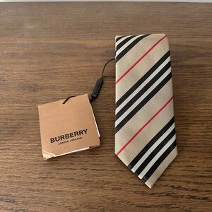 NWT Men's Burberry Manston Check Silk Tie, Archive Beige